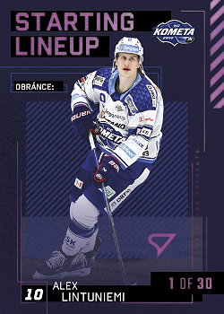 Alex Lintuniemi Kometa Brno Tipsport ELH 2023/24 SportZoo 2. serie 	Starting LINEUP 3rd PERIOD /30 #SL-38