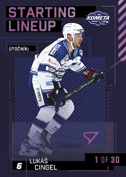 Lukas Cingel Kometa Brno Tipsport ELH 2023/24 SportZoo 2. serie 	Starting LINEUP 3rd PERIOD /30 #SL-40