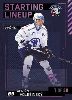 Adrian Holesinsky Plzen Tipsport ELH 2023/24 SportZoo 2. serie 	Starting LINEUP 3rd PERIOD /30 #SL-70