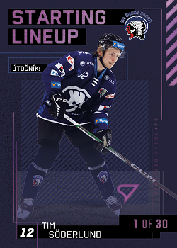 Tim Soderlund Plzen Tipsport ELH 2023/24 SportZoo 2. serie 	Starting LINEUP 3rd PERIOD /30 #SL-72
