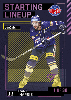 Brant Harris Ceske Budejovice Tipsport ELH 2023/24 SportZoo 2. serie 	Starting LINEUP 3rd PERIOD /30 #SL-76