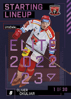 Oliver Okuliar Hradec Kralove Tipsport ELH 2023/24 SportZoo 2. serie 	Starting LINEUP 3rd PERIOD /30 #SL-88
