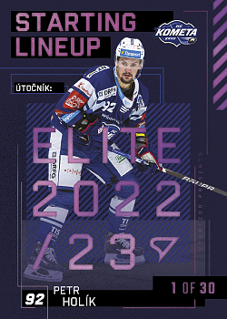 Petr Holik Kometa Brno Tipsport ELH 2023/24 SportZoo 2. serie 	Starting LINEUP 3rd PERIOD /30 #SL-89