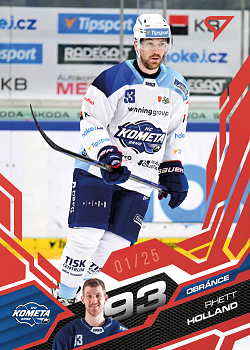 Rhett Holland Kometa Brno Tipsport ELH 2025/26 SportZoo 1. serie Ruby Red /25 #004