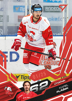 Karel Plasek Olomouc Tipsport ELH 2025/26 SportZoo 1. serie Ruby Red /25 #252