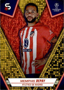 Memphis Depay Atletico Madrid Topps UEFA Club Competitions Superstars 2023/24 Golden Pixels #21