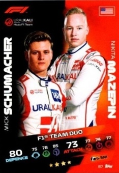 Mick Schumacher & Nikita Mazepin Topps F1 Turbo Attax 2021 F1 Base #87