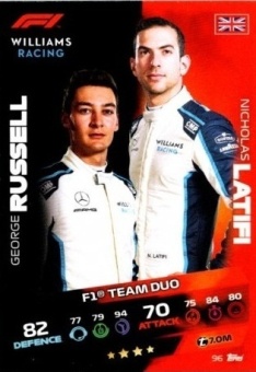 George Russell & Nicholas Latifi Topps F1 Turbo Attax 2021 F1 Base #96
