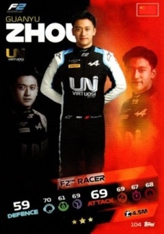 Guanyu Zhou Topps F1 Turbo Attax 2021 F2 #104
