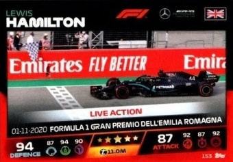 Lewis Hamilton Topps F1 Turbo Attax 2021 Live Action #153