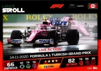 Lance Stroll Topps F1 Turbo Attax 2021 Live Action #154