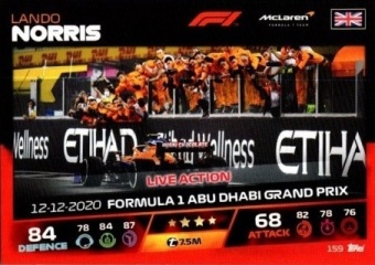 Lando Norris Topps F1 Turbo Attax 2021 Live Action #159