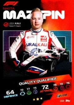 Nikita Mazepin Topps F1 Turbo Attax 2021 Quality Qualifier #168