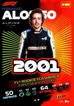 Fernando Alonso Topps F1 Turbo Attax 2021 F1 Rookie Flashback #170