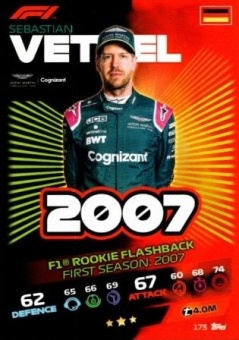 Sebastian Vettel Topps F1 Turbo Attax 2021 F1 Rookie Flashback #173