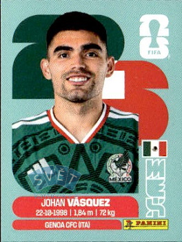 Johan Vasquez Mexico samolepka Panini World Cup 2026 #MEX3