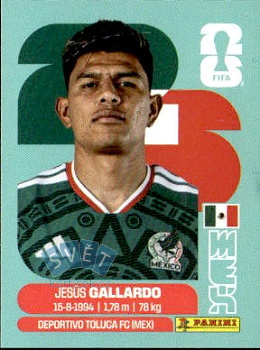 Jesus Gallardo Mexico samolepka Panini World Cup 2026 #MEX6