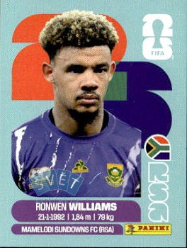 Ronwen Williams South Africa samolepka Panini World Cup 2026 #RSA2