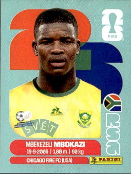 Mbekezeli Mbokazi South Africa samolepka Panini World Cup 2026 #RSA6