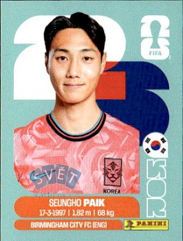 Seung-ho Paik South Korea samolepka Panini World Cup 2026 #KOR14