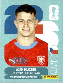 Adam Hlozek Czech Republic samolepka Panini World Cup 2026 #CZE19
