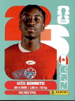 Moise Bombito Canada samolepka Panini World Cup 2026 #CAN8