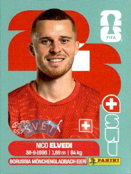 Nico Elvedi Switzerland samolepka Panini World Cup 2026 #SUI6