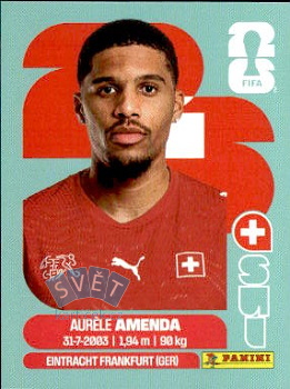 Aurele Amenda Switzerland samolepka Panini World Cup 2026 #SUI7