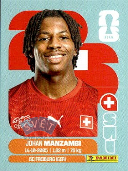 Johan Manzambi Switzerland samolepka Panini World Cup 2026 #SUI15