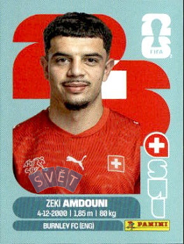Zeki Amdouni Switzerland samolepka Panini World Cup 2026 #SUI20