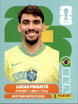 Lucas Paqueta Brazil samolepka Panini World Cup 2026 #BRA9