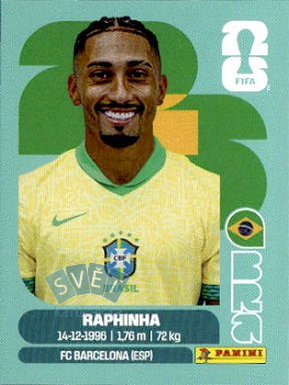 Raphinha Brazil samolepka Panini World Cup 2026 #BRA19