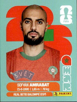 Sofyan Amrabat Morocco samolepka Panini World Cup 2026 #MAR10