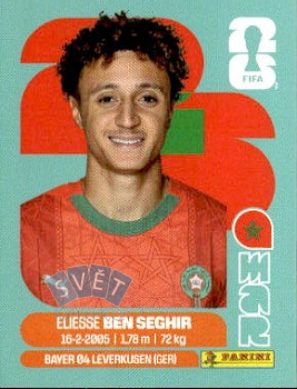 Eliesse Ben Seghir Morocco samolepka Panini World Cup 2026 #MAR12
