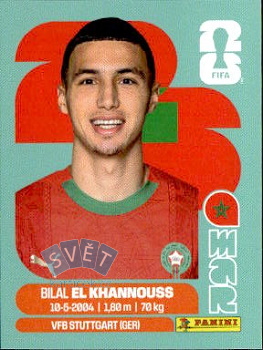 Bilal El Khannouss Morocco samolepka Panini World Cup 2026 #MAR14