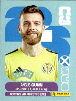 Angus Gunn Scotland samolepka Panini World Cup 2026 #SCO2