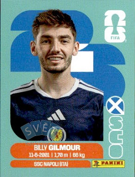 Billy Gilmour Scotland samolepka Panini World Cup 2026 #SCO12