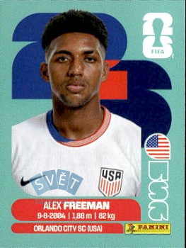 Alex Freeman USA samolepka Panini World Cup 2026 #USA6