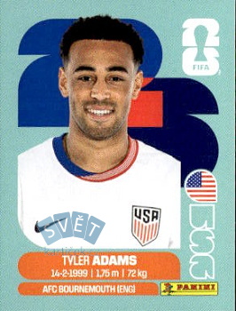 Tyler Adams USA samolepka Panini World Cup 2026 #USA8