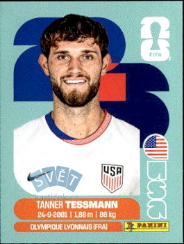 Tanner Tessmann USA samolepka Panini World Cup 2026 #USA9