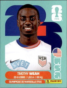 Timothy Weah USA samolepka Panini World Cup 2026 #USA12