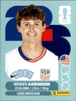 Brenden Aaronson USA samolepka Panini World Cup 2026 #USA17
