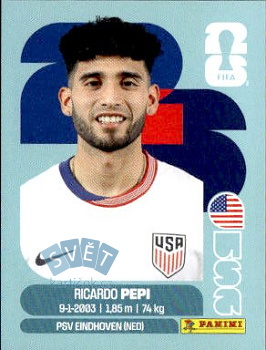 Ricardo Pepi USA samolepka Panini World Cup 2026 #USA18