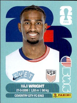 Haji Wright USA samolepka Panini World Cup 2026 #USA19