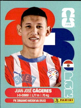 Juan Jose Caceres Paraguay samolepka Panini World Cup 2026 #PAR6