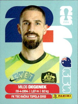 Milos Degenek Australia samolepka Panini World Cup 2026 #AUS10