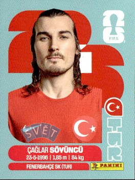Caglar Soyuncu Turkey samolepka Panini World Cup 2026 #TUR6
