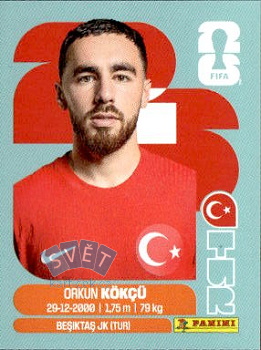 Orkun Kokcu Turkey samolepka Panini World Cup 2026 #TUR12