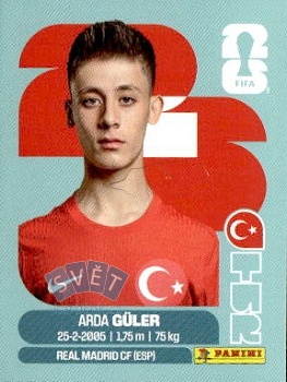 Arda Guler Turkey samolepka Panini World Cup 2026 #TUR14
