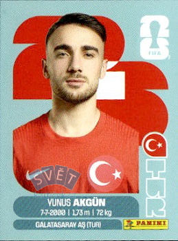 Yunus Akgun Turkey samolepka Panini World Cup 2026 #TUR16